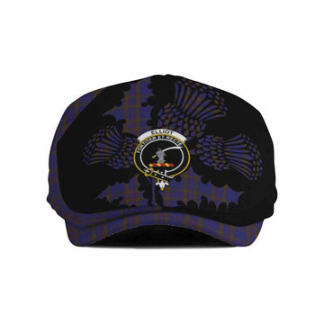 Elliot Tartan Family Crest Flat Cap, Jeff Cap Scotland Thistle Floral