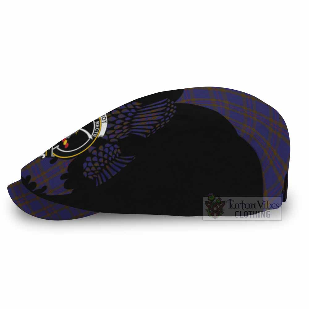 Elliot Tartan Family Crest Flat Cap, Jeff Cap Scotland Thistle Floral