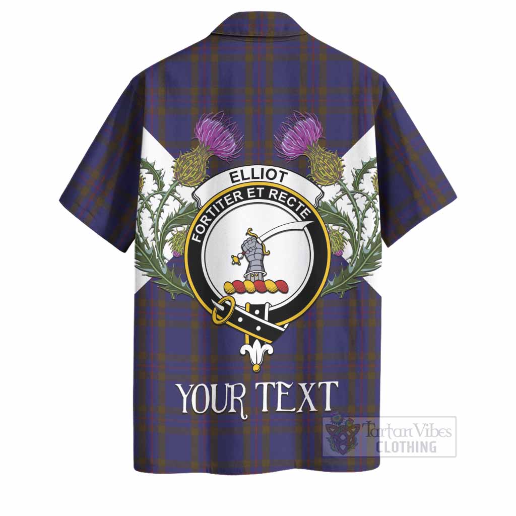 Elliot Tartan Family Crest Hawaiian Shirt Scottish Burns Night Thistle Floral