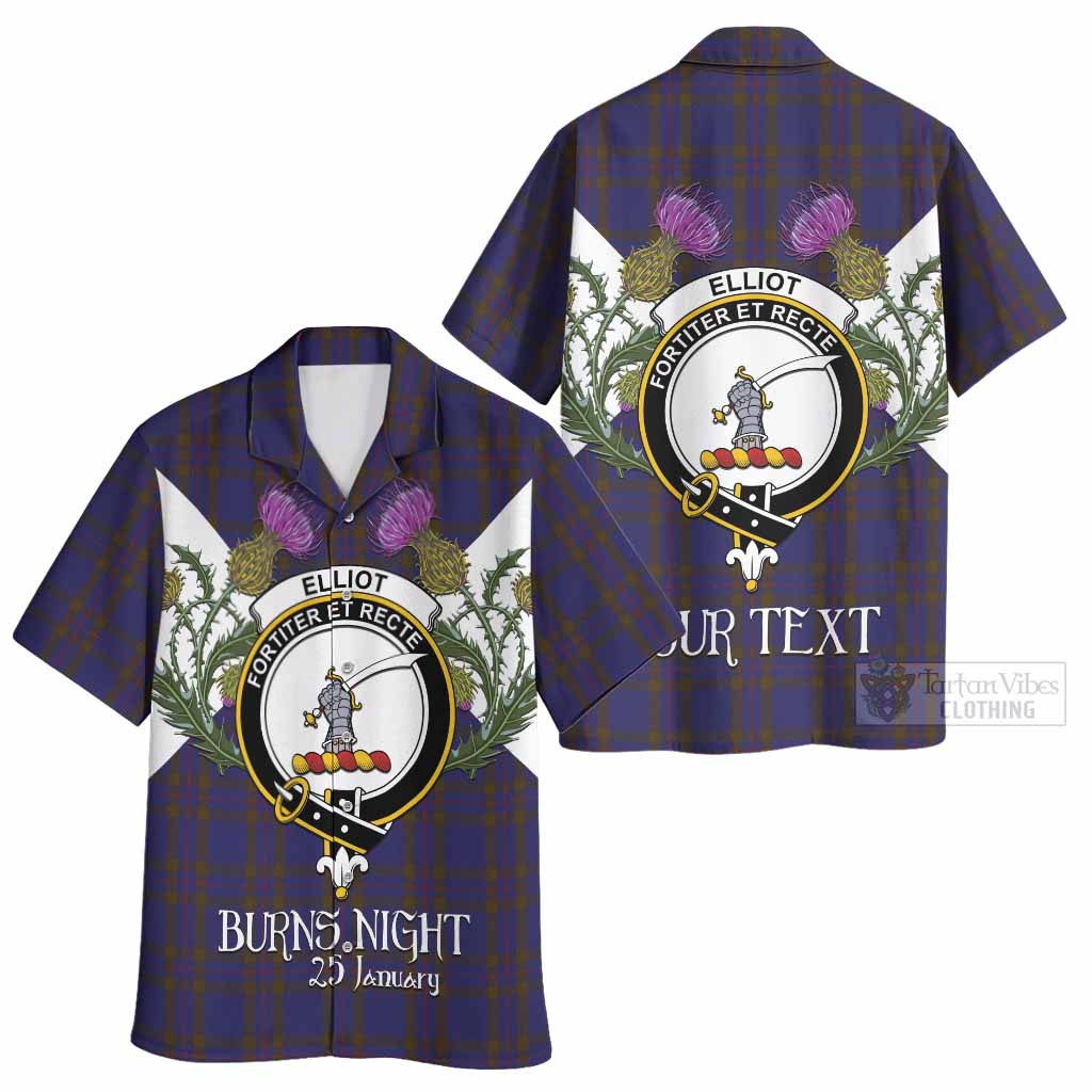 Elliot Tartan Family Crest Hawaiian Shirt Scottish Burns Night Thistle Floral