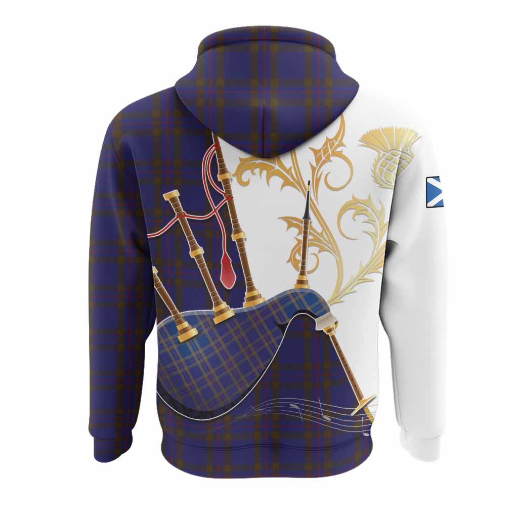 Elliot Tartan Family Crest Hoodie Bagpipes with Scottish Thistle