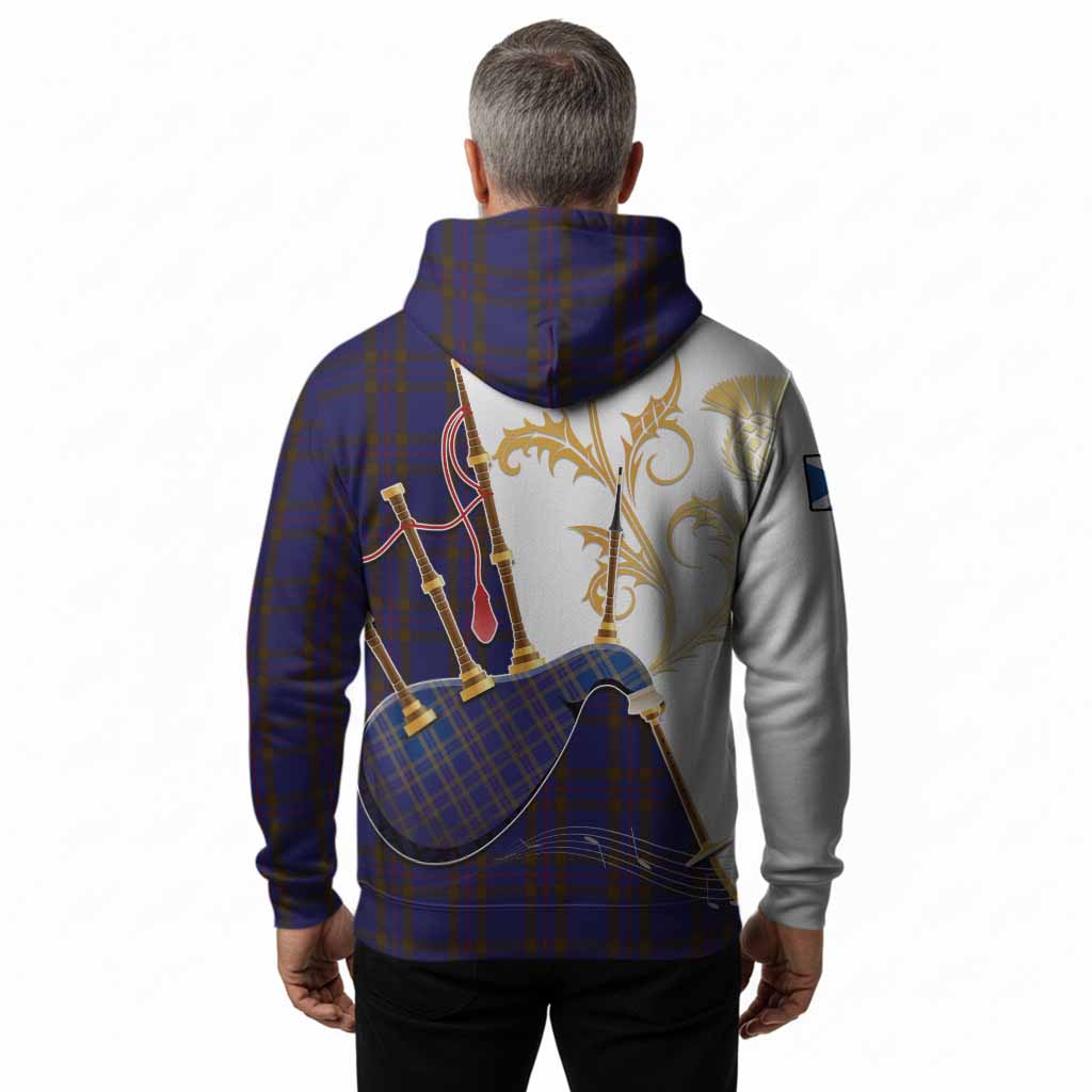 Elliot Tartan Family Crest Hoodie Bagpipes with Scottish Thistle