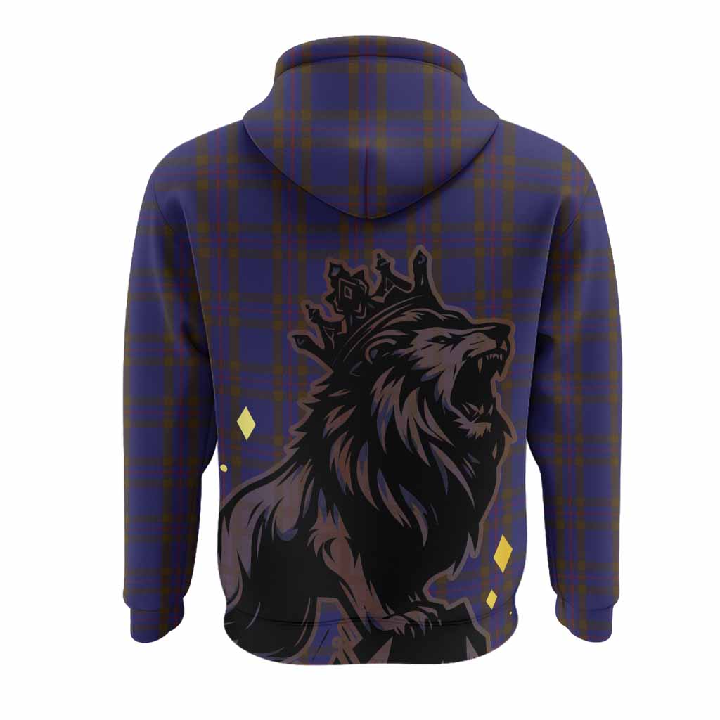 Elliot Tartan Family Crest Hoodie Crowned Lion Roaring