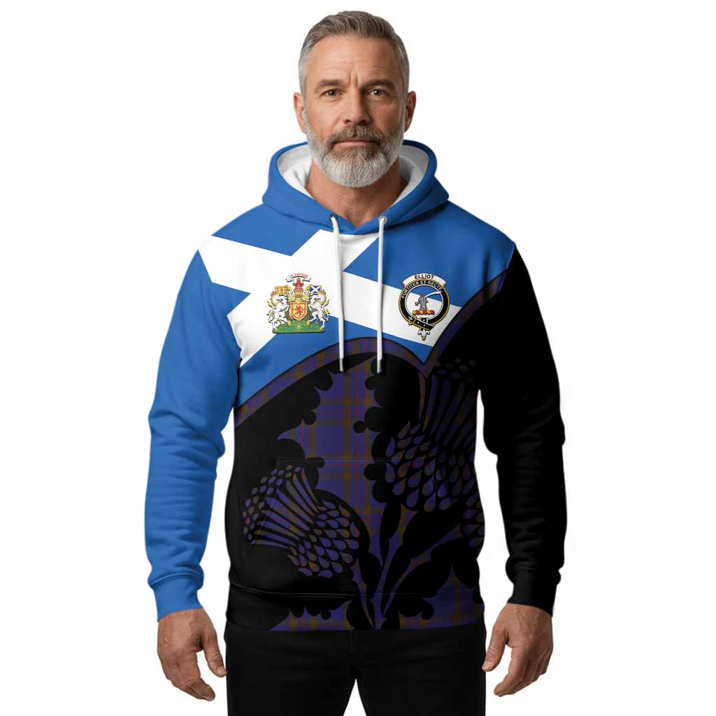 Elliot Tartan Family Crest Hoodie Scotland Thistle Floral Flag Style