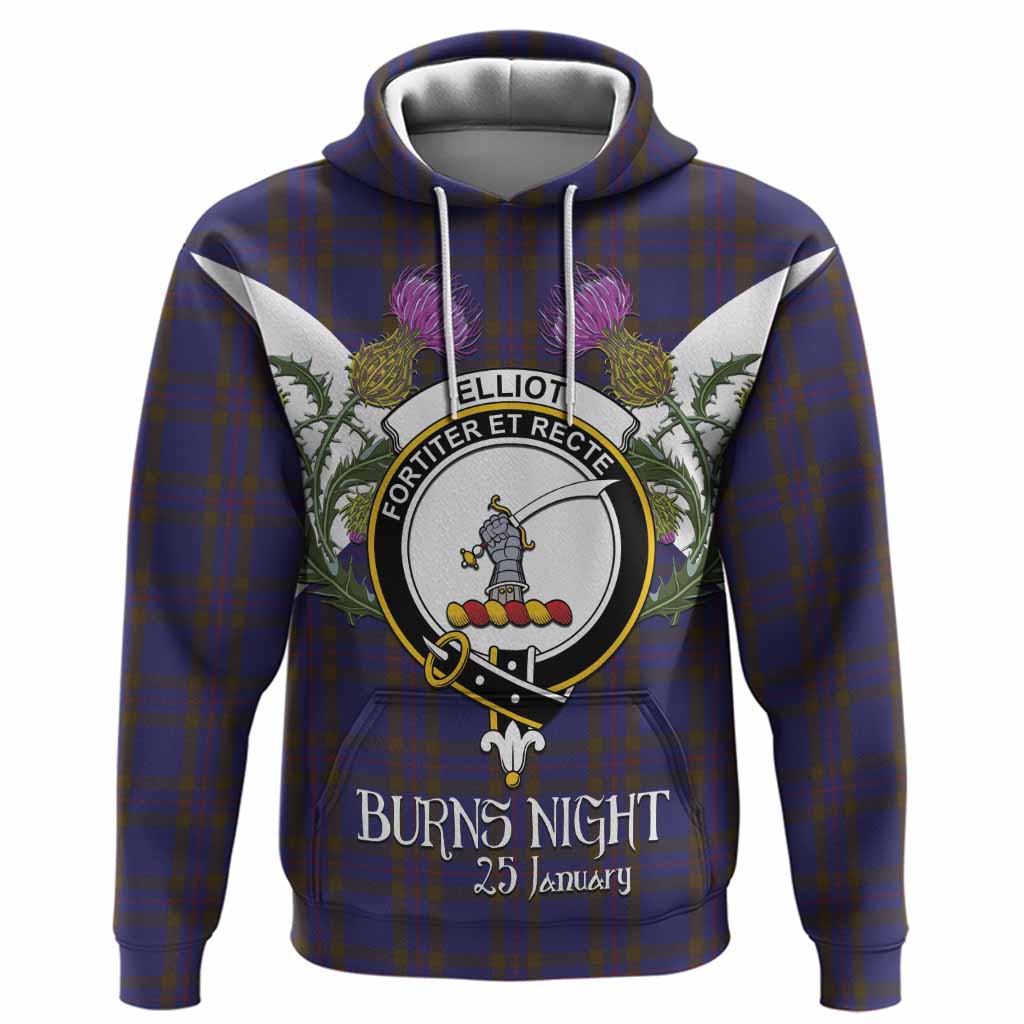 Elliot Tartan Family Crest Hoodie Scottish Burns Night Thistle Floral