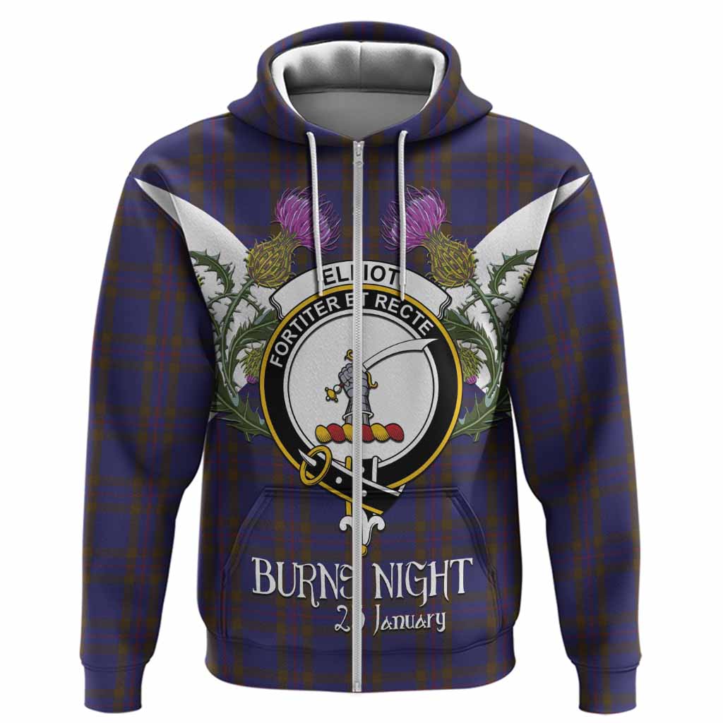 Elliot Tartan Family Crest Hoodie Scottish Burns Night Thistle Floral