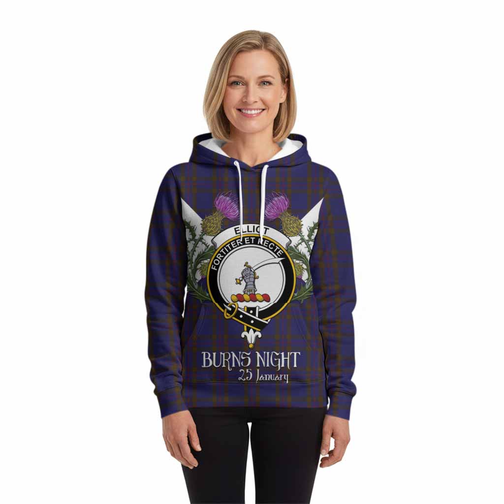 Elliot Tartan Family Crest Hoodie Scottish Burns Night Thistle Floral