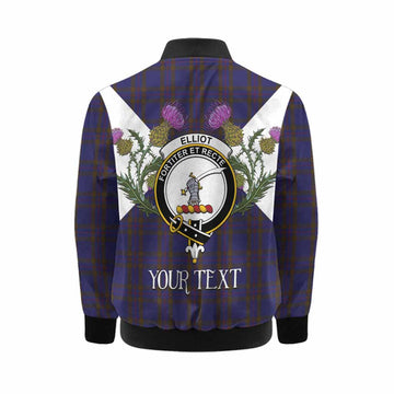 Elliot Tartan Family Crest Kid Bomber Jacket Scottish Burns Night Thistle Floral