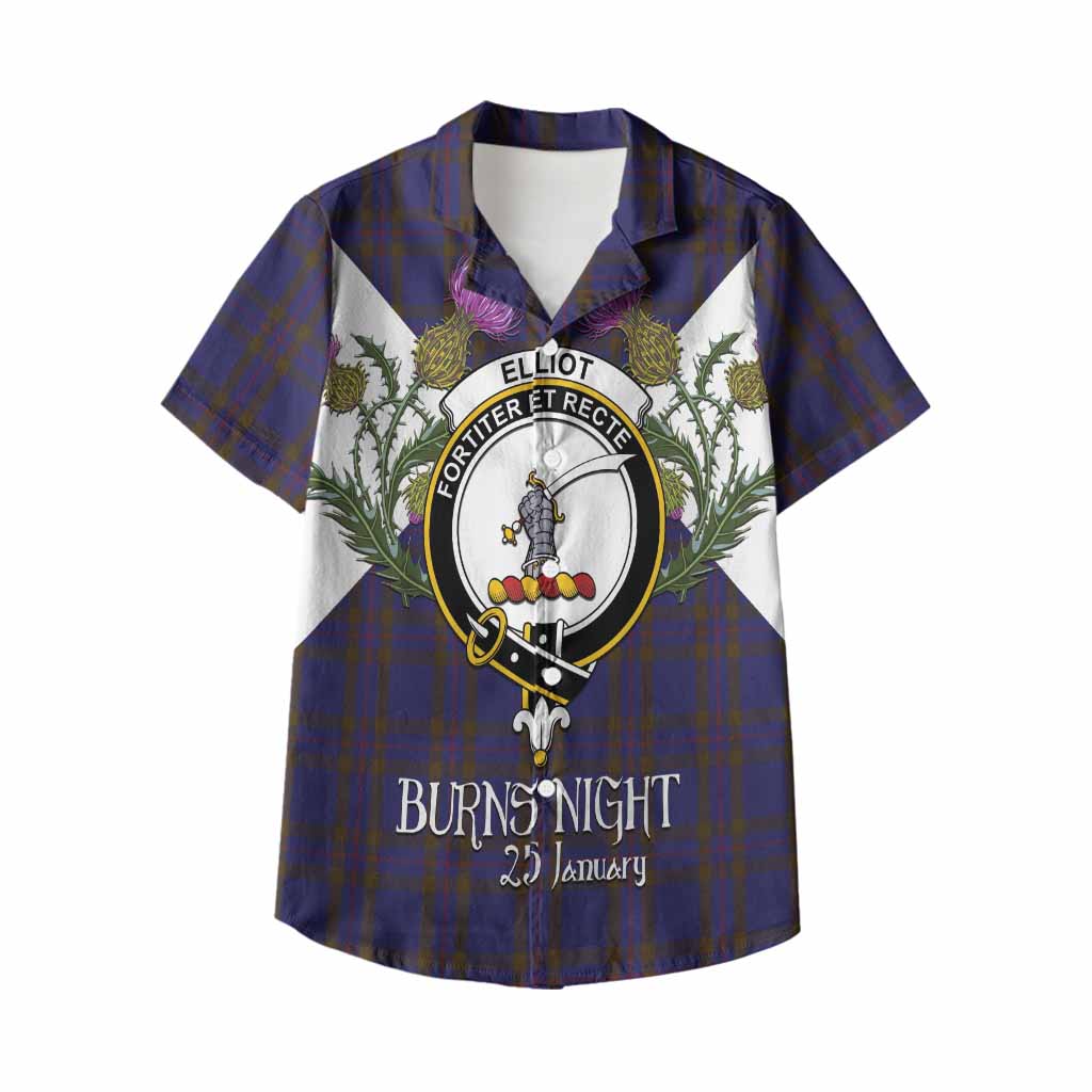 Elliot Tartan Family Crest Kid Hawaiian Shirt Scottish Burns Night Thistle Floral
