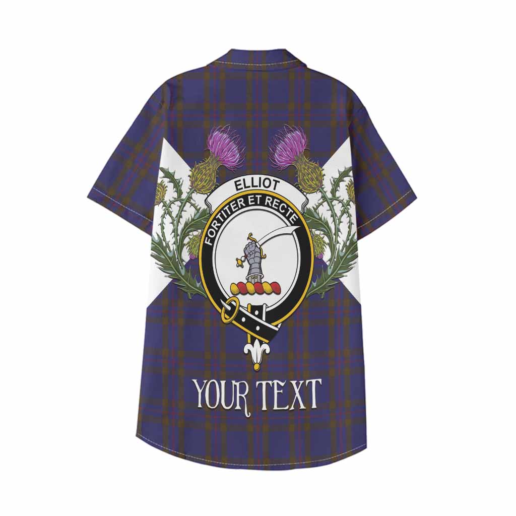 Elliot Tartan Family Crest Kid Hawaiian Shirt Scottish Burns Night Thistle Floral