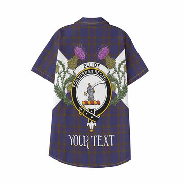 Elliot Tartan Family Crest Kid Hawaiian Shirt Scottish Burns Night Thistle Floral