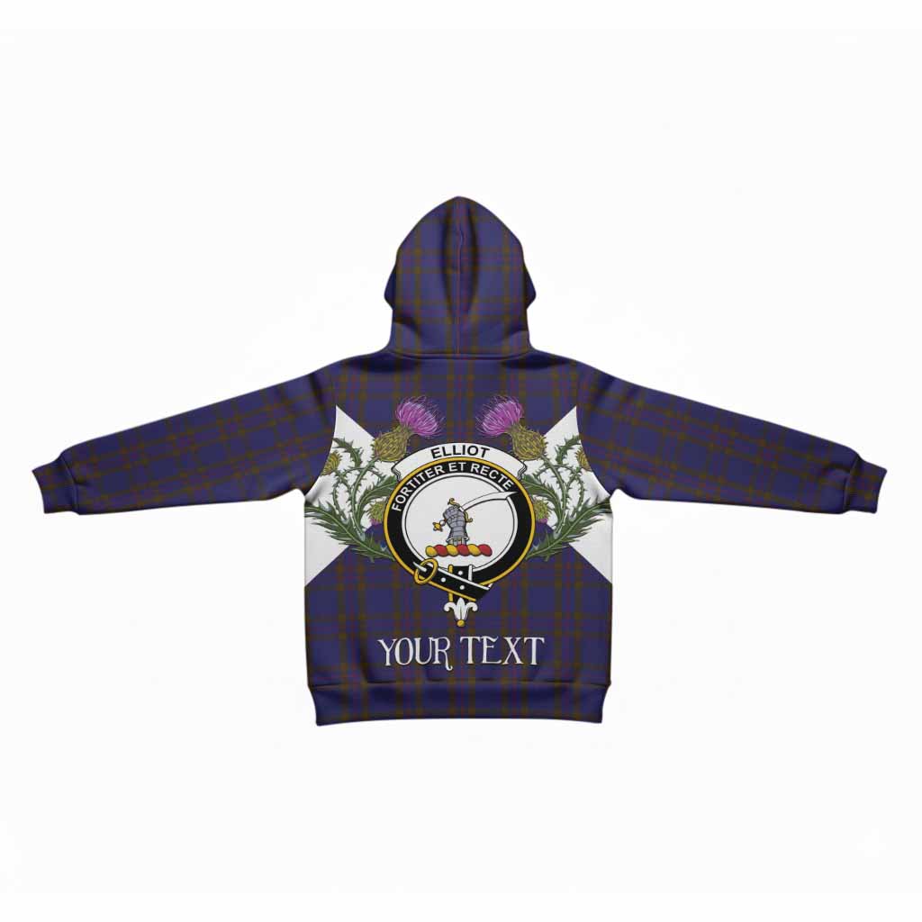 Elliot Tartan Family Crest Kid Hoodie Scottish Burns Night Thistle Floral
