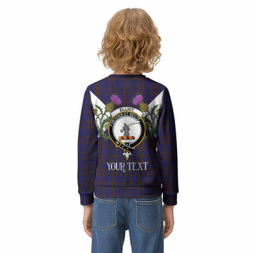 Elliot Tartan Family Crest Kid Knitted Sweatshirt Scottish Burns Night Thistle Floral