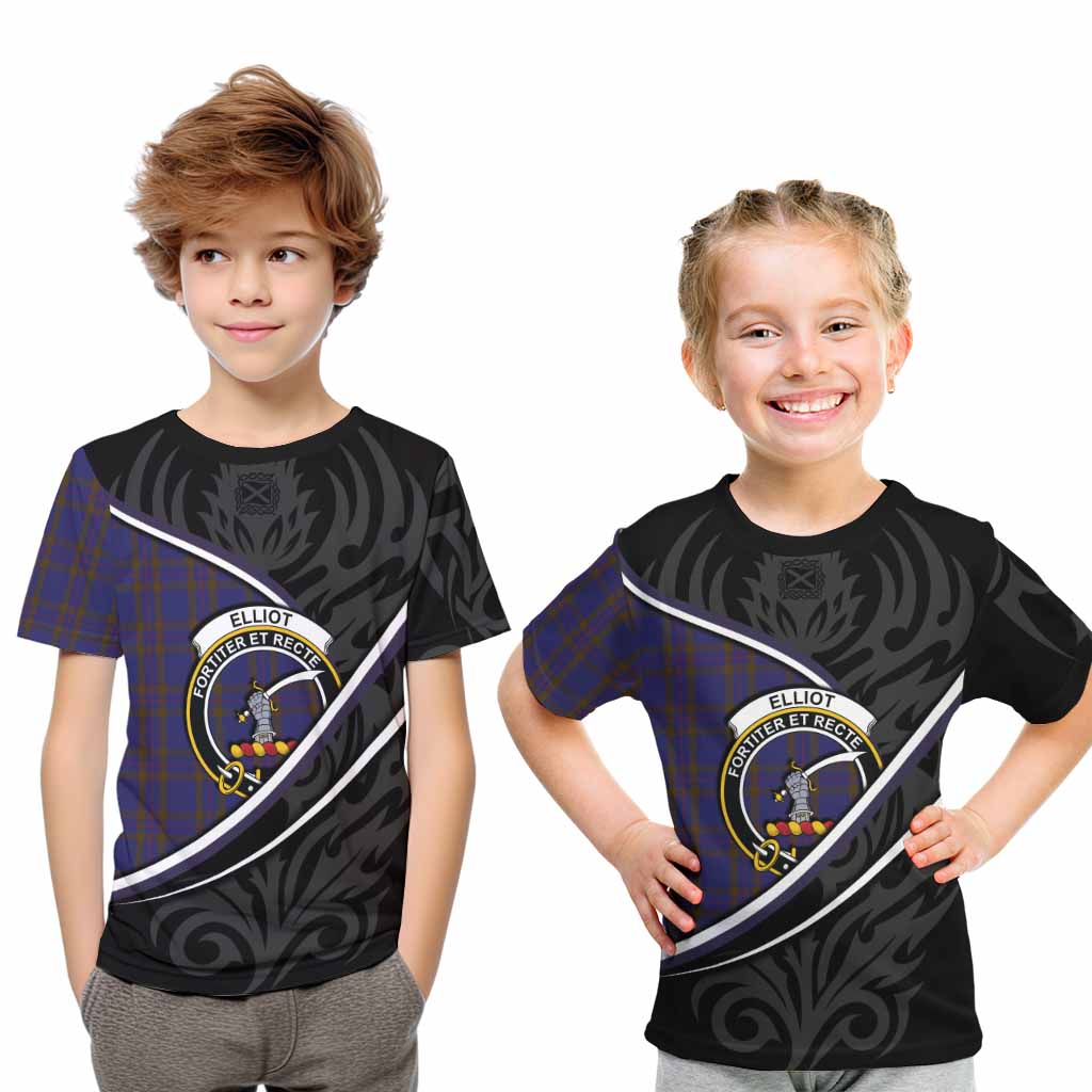 Elliot Tartan Family Crest Kid T-shirt Celtic Scottish Thistle Floral - Tartan Vibes Clothing