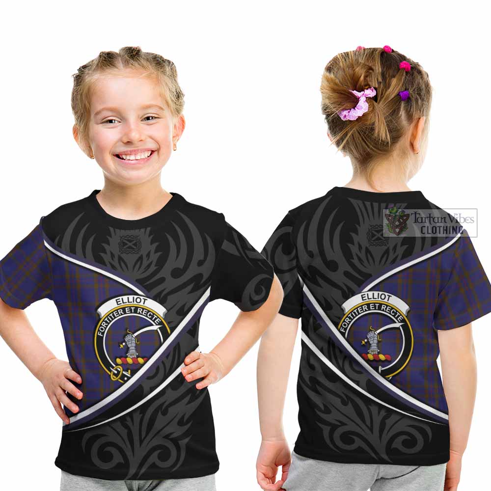 Elliot Tartan Family Crest Kid T-shirt Celtic Scottish Thistle Floral - Tartan Vibes Clothing