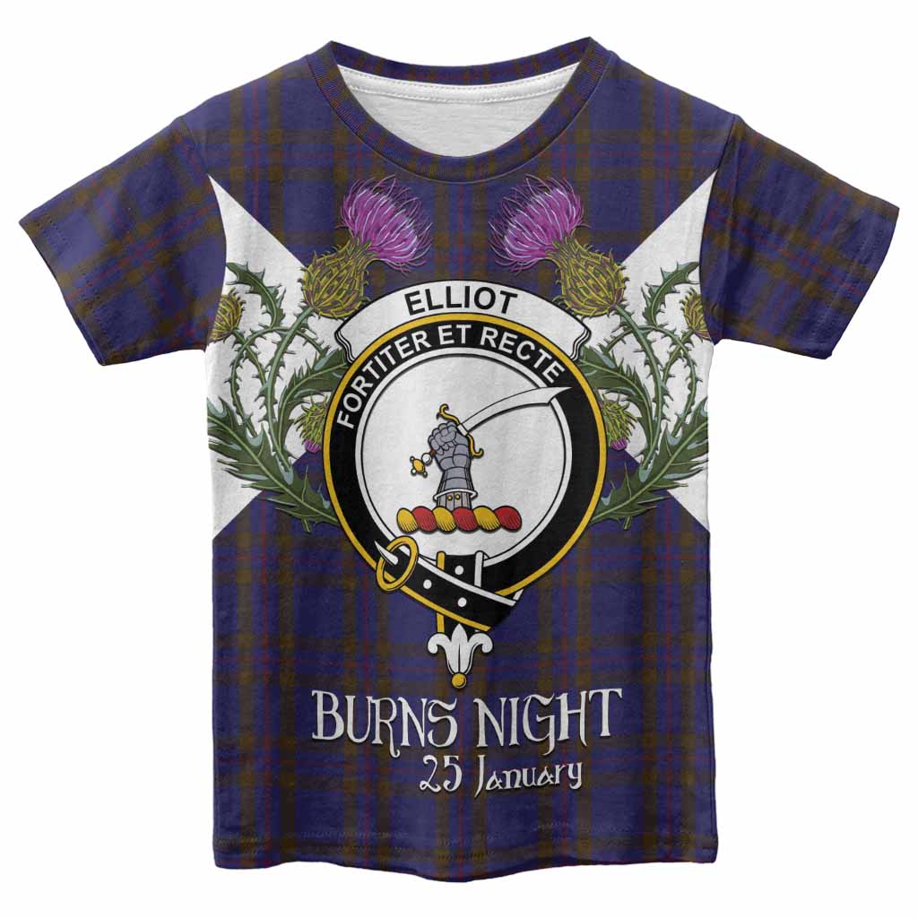 Elliot Tartan Family Crest Kid T-shirt Scottish Burns Night Thistle Floral