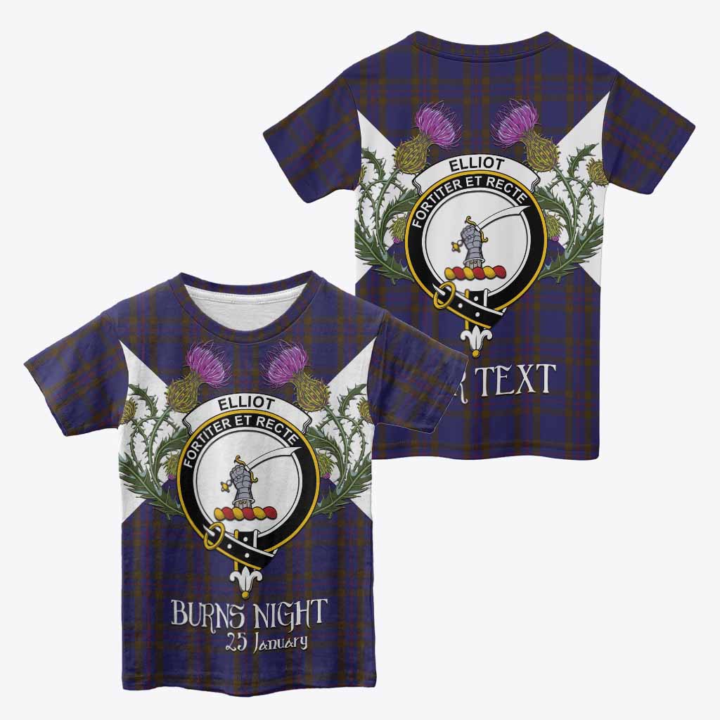 Elliot Tartan Family Crest Kid T-shirt Scottish Burns Night Thistle Floral