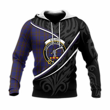 Elliot Tartan Family Crest Knitted Hoodie Celtic Scottish Thistle Floral