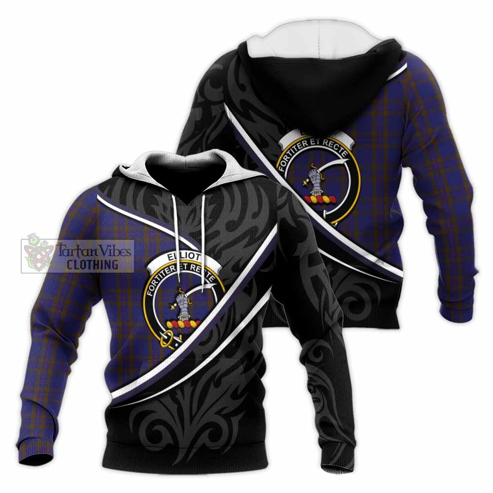 Elliot Tartan Family Crest Knitted Hoodie Celtic Scottish Thistle Floral - Tartan Vibes Clothing