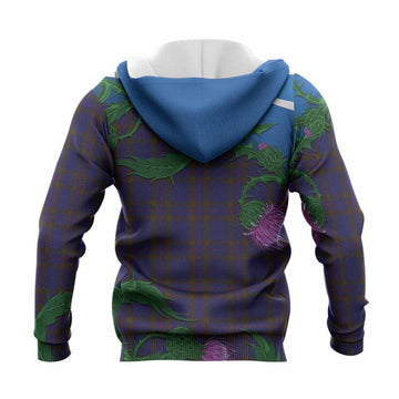 Elliot Tartan Family Crest Knitted Hoodie Thistle in Minimalism