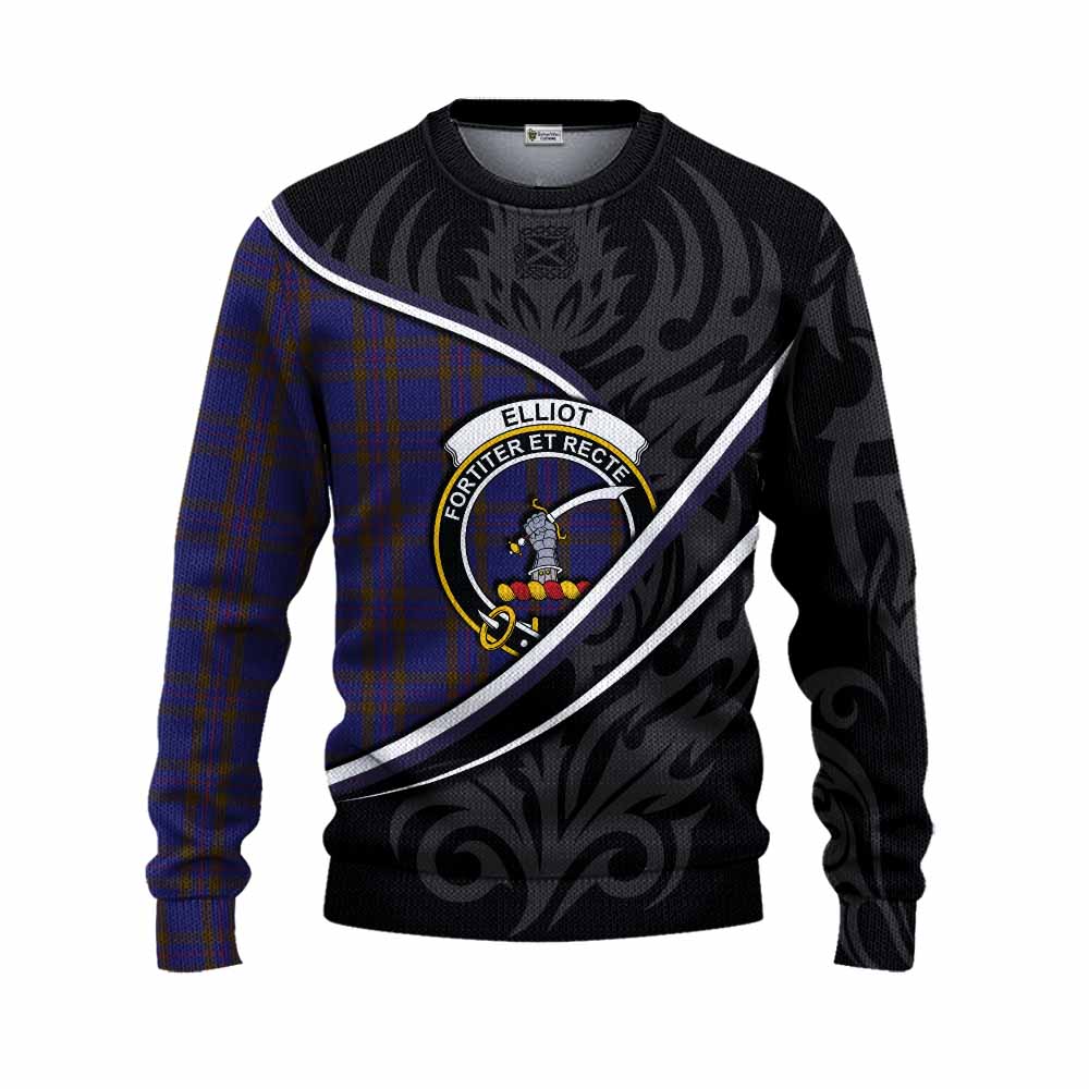 Elliot Tartan Family Crest Knitted Sweater Celtic Scottish Thistle Floral - Tartan Vibes Clothing