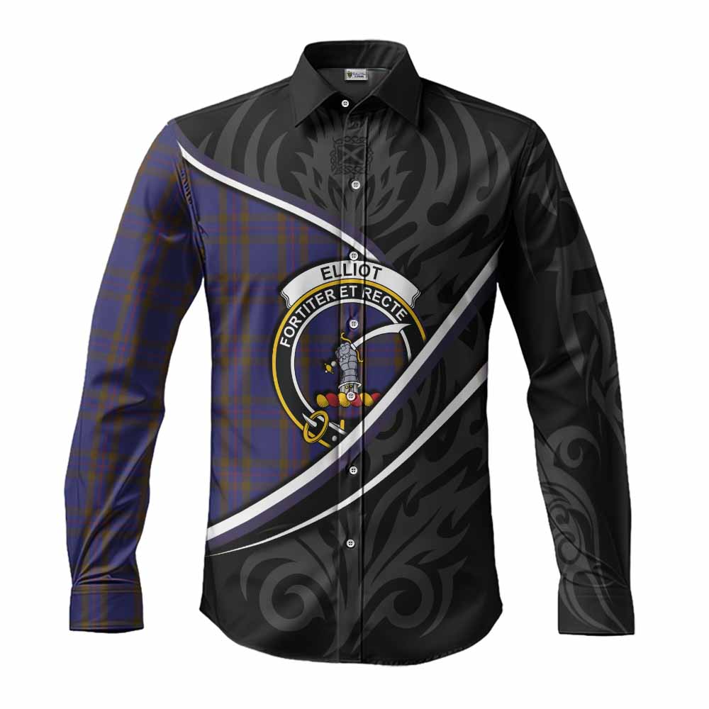 Elliot Tartan Family Crest Long Sleeve Button Shirts Celtic Scottish Thistle Floral - Tartan Vibes Clothing