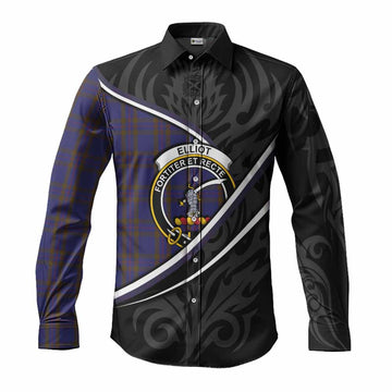 Elliot Tartan Family Crest Long Sleeve Button Shirts Celtic Scottish Thistle Floral