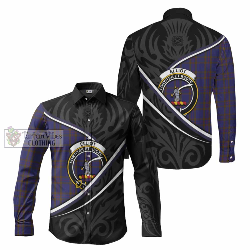 Elliot Tartan Family Crest Long Sleeve Button Shirts Celtic Scottish Thistle Floral - Tartan Vibes Clothing