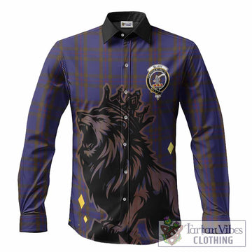 Elliot Tartan Family Crest Long Sleeve Button Shirts Crowned Lion Roaring