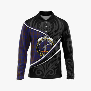 Elliot Tartan Family Crest Long Sleeve Polo Shirt Celtic Scottish Thistle Floral - Tartan Vibes Clothing
