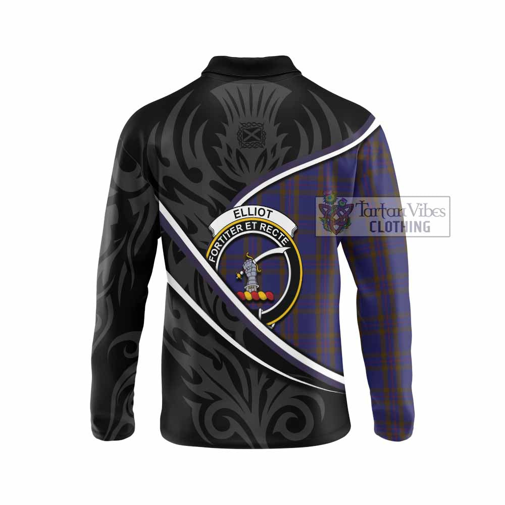 Elliot Tartan Family Crest Long Sleeve Polo Shirt Celtic Scottish Thistle Floral - Tartan Vibes Clothing