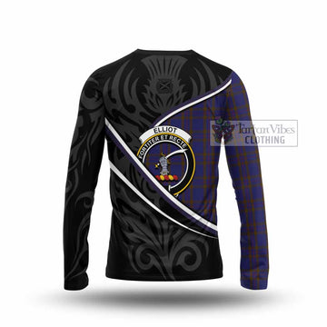 Elliot Tartan Family Crest Long Sleeve T-Shirt Celtic Scottish Thistle Floral