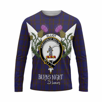 Elliot Tartan Family Crest Long Sleeve T-Shirt Scottish Burns Night Thistle Floral
