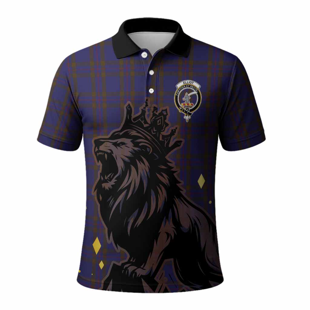 Elliot Tartan Family Crest Polo Shirt Crowned Lion Roaring