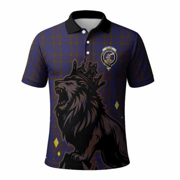 Elliot Tartan Family Crest Polo Shirt Crowned Lion Roaring