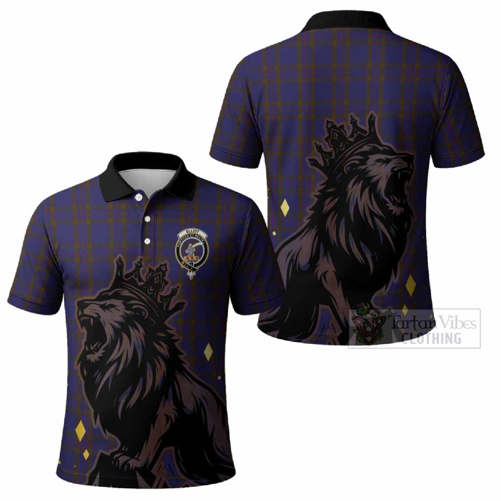 Elliot Tartan Family Crest Polo Shirt Crowned Lion Roaring