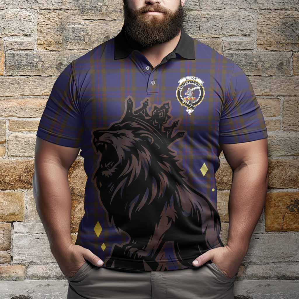 Elliot Tartan Family Crest Polo Shirt Crowned Lion Roaring