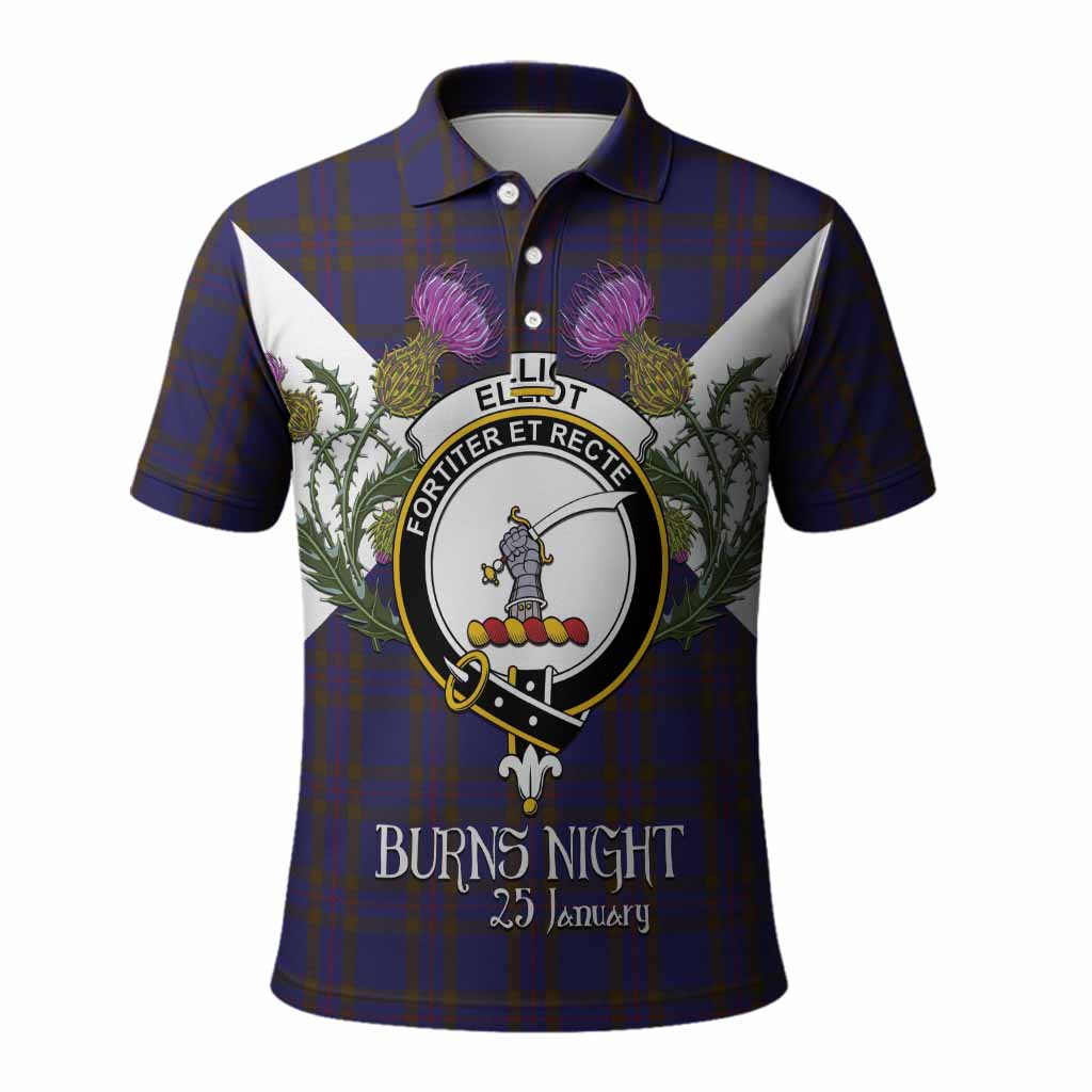 Elliot Tartan Family Crest Polo Shirt Scottish Burns Night Thistle Floral