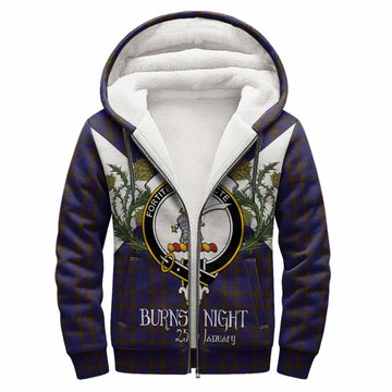 Elliot Tartan Family Crest Sherpa Hoodie Scottish Burns Night Thistle Floral