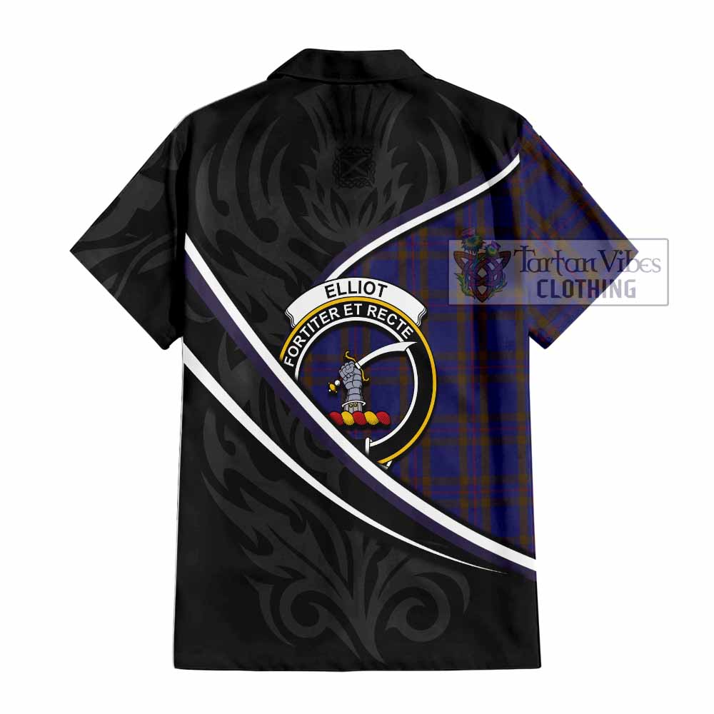 Elliot Tartan Family Crest Short Sleeve Button Shirt Celtic Scottish Thistle Floral - Tartan Vibes Clothing