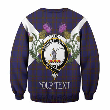 Elliot Tartan Family Crest Sweatshirt Scottish Burns Night Thistle Floral