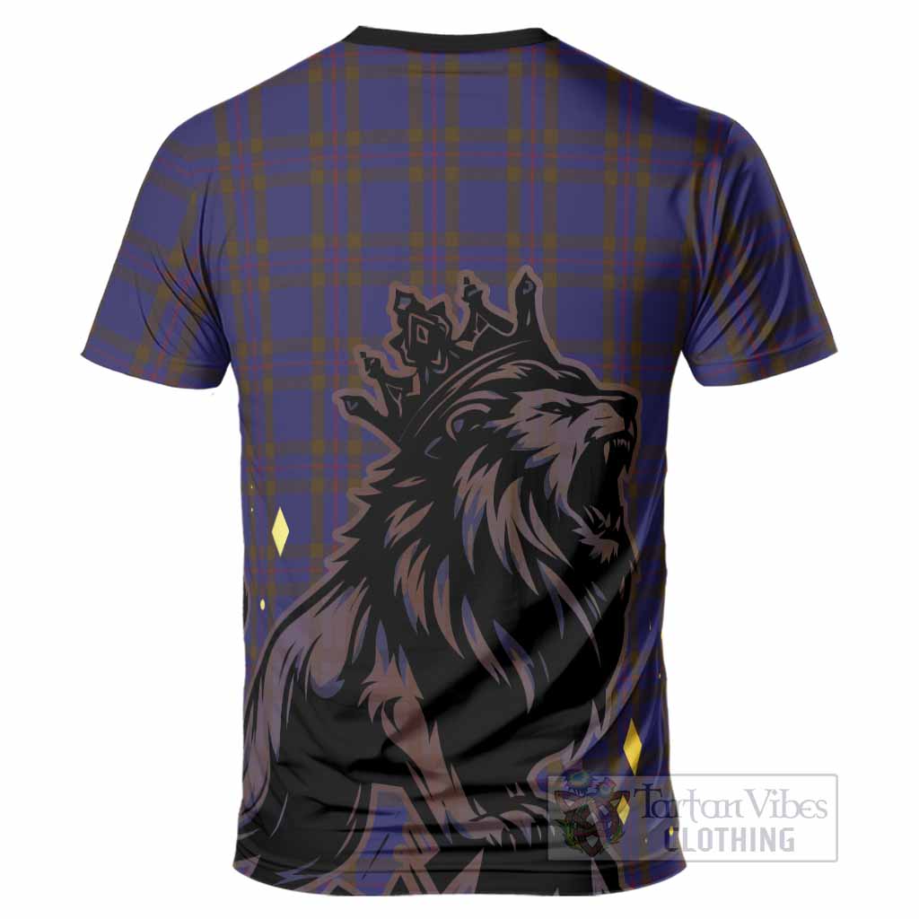 Elliot Tartan Family Crest T-Shirt Crowned Lion Roaring