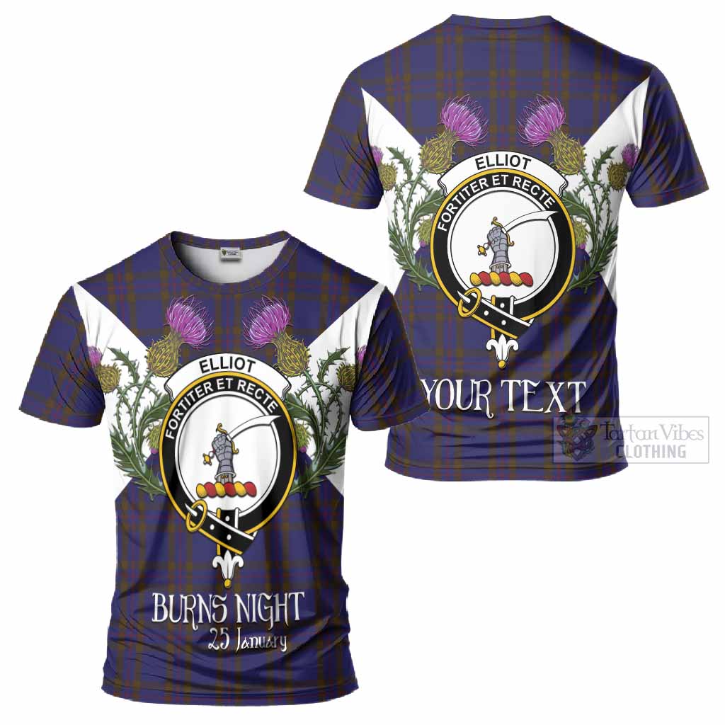Elliot Tartan Family Crest T-Shirt Scottish Burns Night Thistle Floral