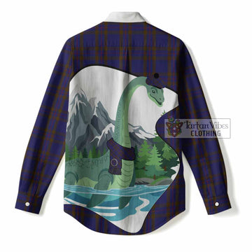 Elliot Tartan Family Crest Women Casual Shirt Nessie Scottish Loch Ness Monster