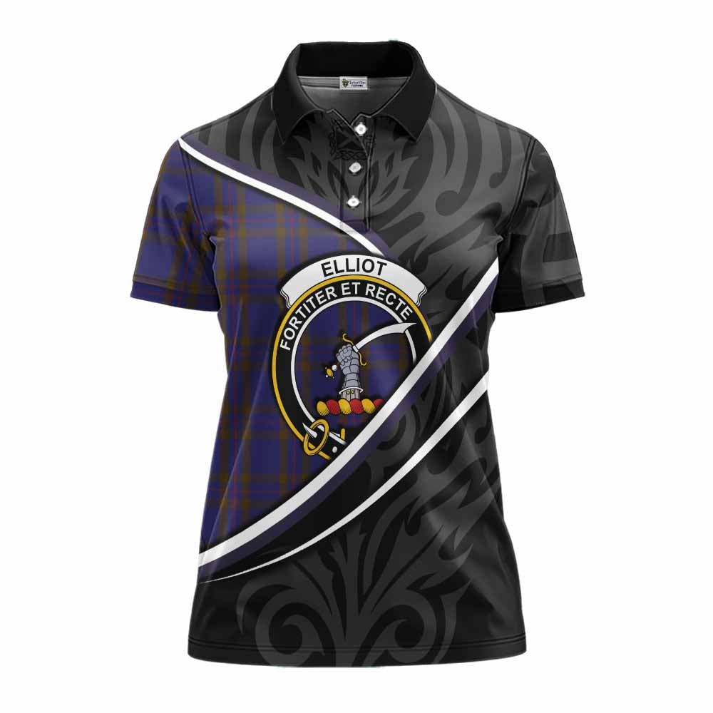 Elliot Tartan Family Crest Women's Polo Shirt Celtic Scottish Thistle Floral - Tartan Vibes Clothing