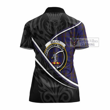 Elliot Tartan Family Crest Women's Polo Shirt Celtic Scottish Thistle Floral