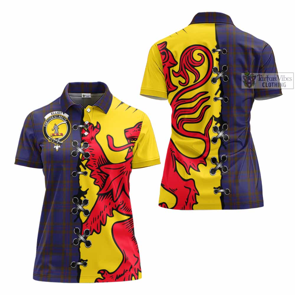 Elliot Tartan Family Crest Women's Polo Shirt Lion Rampant Honor - Tartan Vibes Clothing