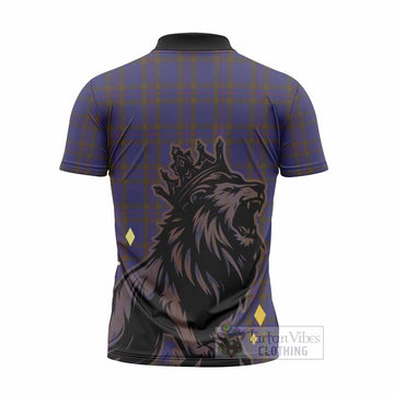 Elliot Tartan Family Crest Zipper Polo Shirt Crowned Lion Roaring