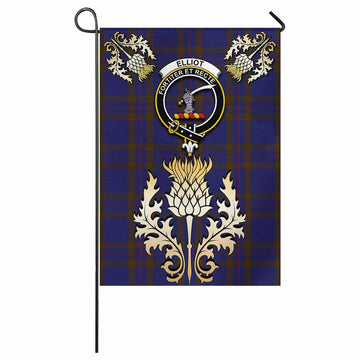 Elliot Tartan Garden Flag with Golden Regal Scottish Thistle Emblem - Tartan Vibes Clothing