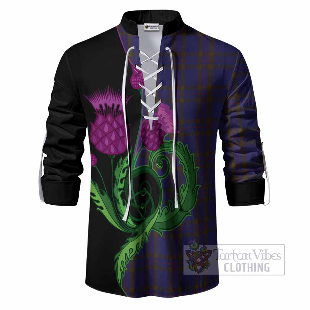 Elliot Tartan Ghillie Shirt Traditional Scottish Thistle